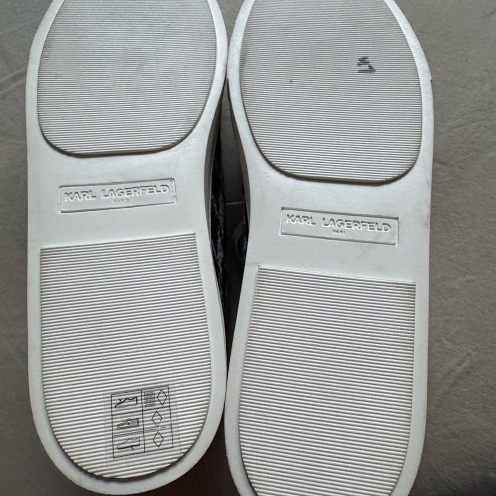 Karl Lagerfeld Black and White Heart Accent Sneakers - Picture 10 of 10